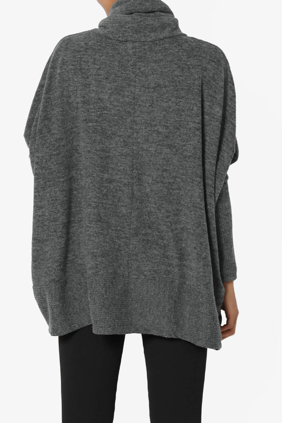 Load image into Gallery viewer, Barclay Cowl Neck Melange Knit Oversized Sweater CHARCOAL_2
