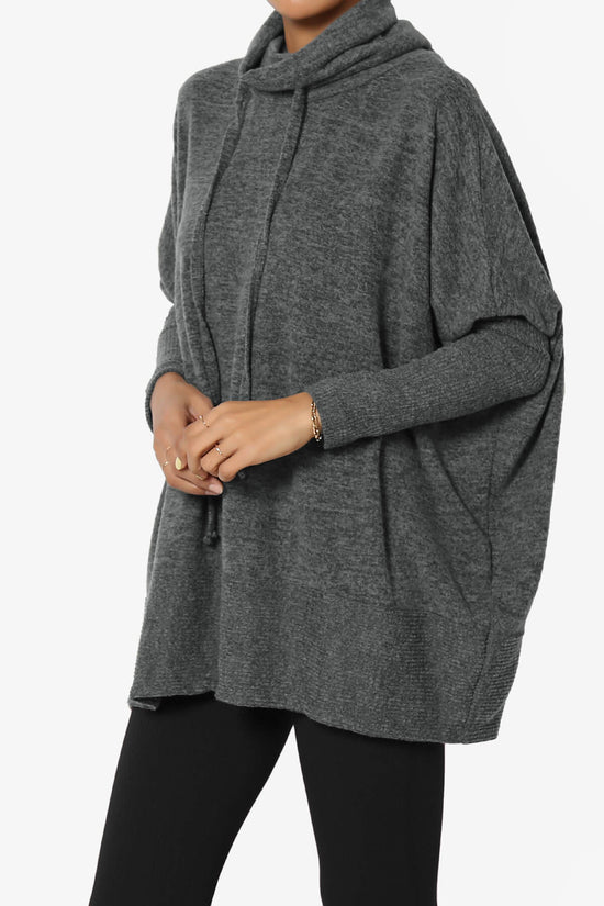 Barclay Cowl Neck Melange Knit Oversized Sweater CHARCOAL_3