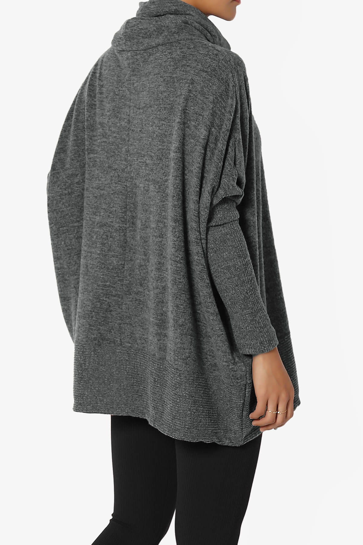 Barclay Cowl Neck Melange Knit Oversized Sweater CHARCOAL_4
