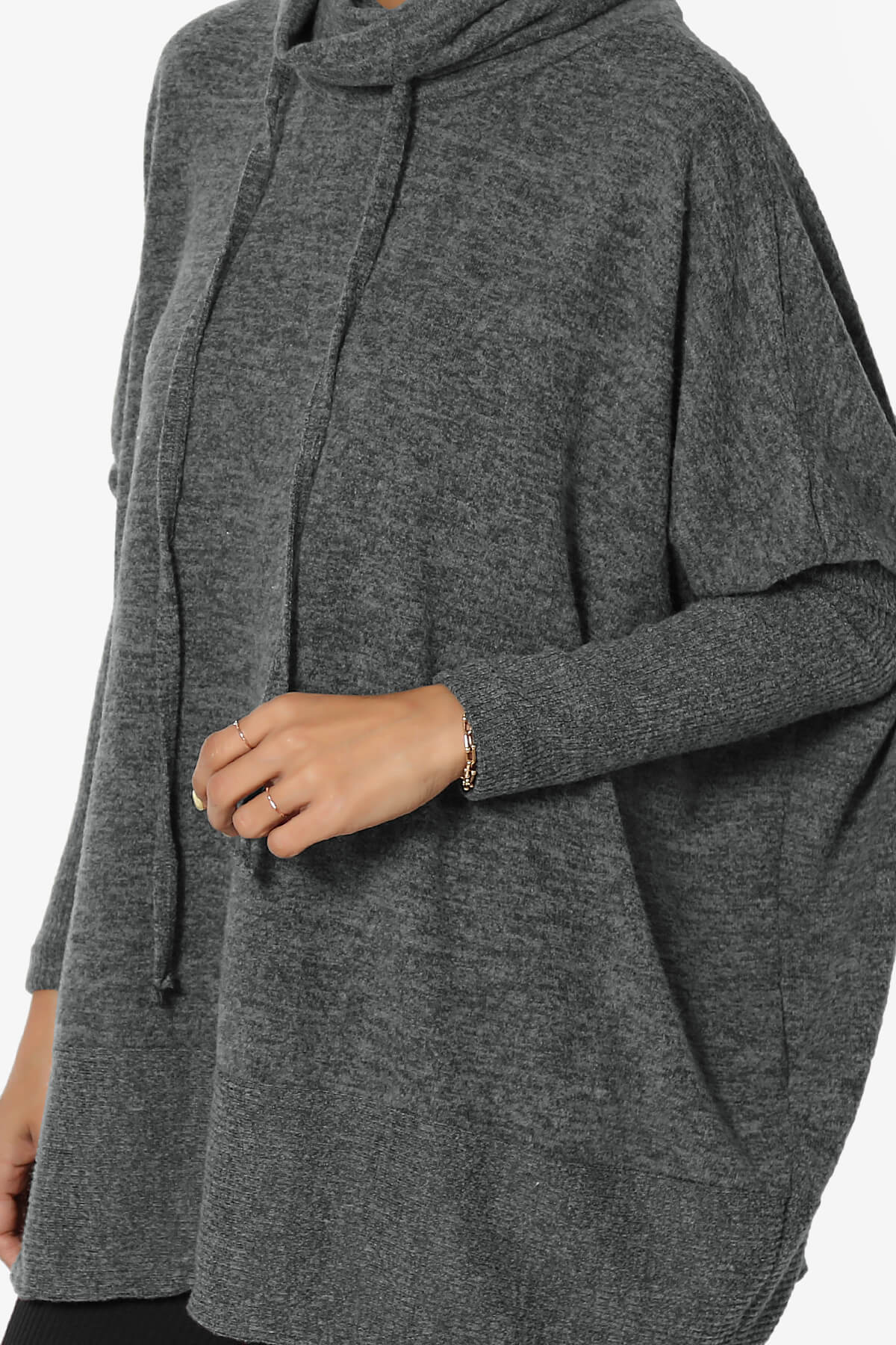 Load image into Gallery viewer, Barclay Cowl Neck Melange Knit Oversized Sweater CHARCOAL_5
