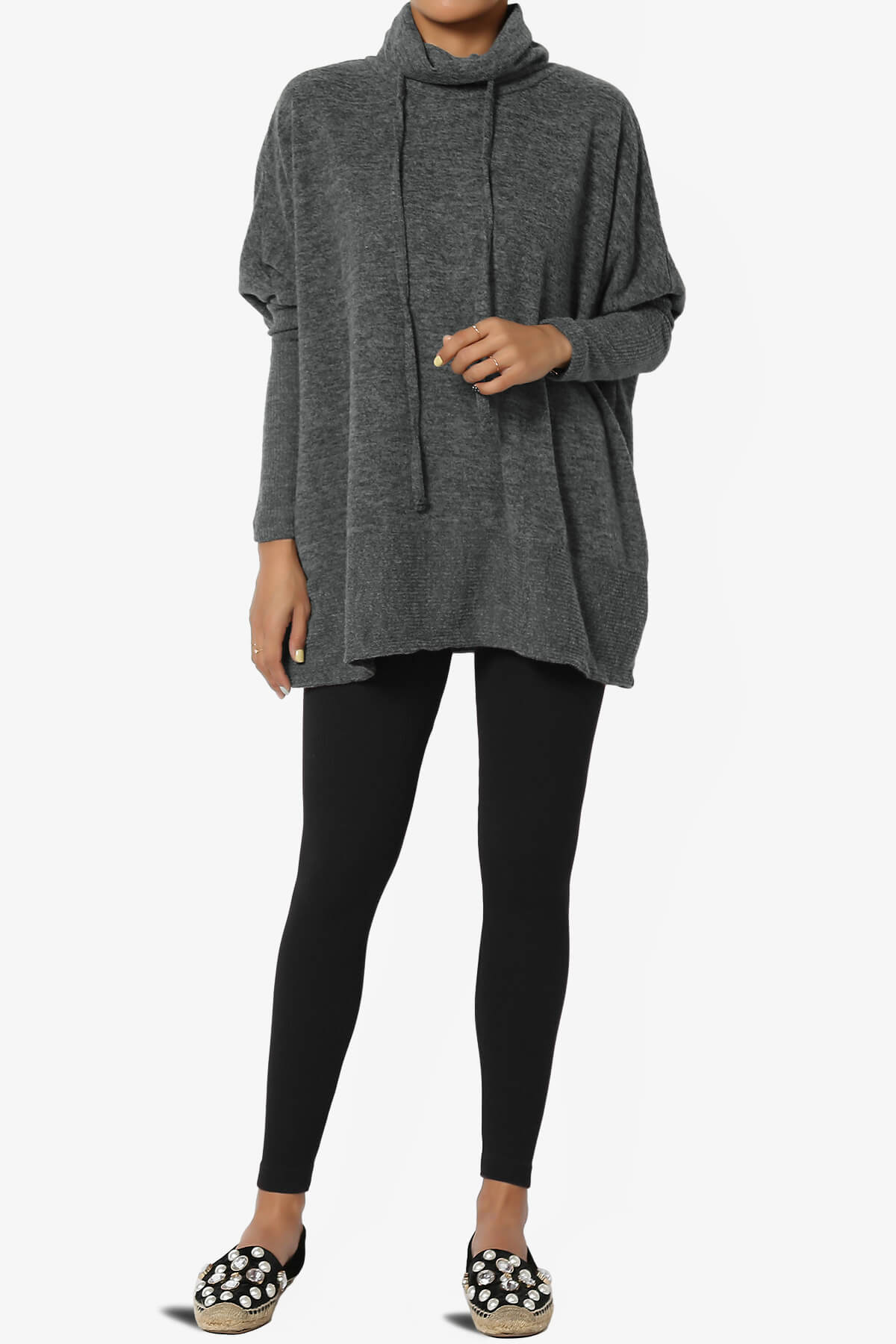 Barclay Cowl Neck Melange Knit Oversized Sweater CHARCOAL_6