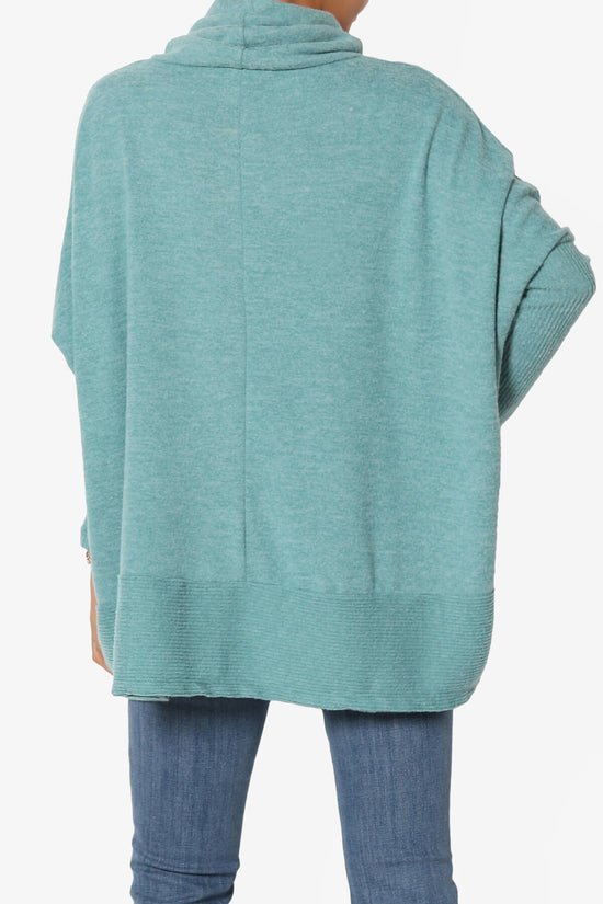 Barclay Cowl Neck Melange Knit Oversized Sweater DUSTY TEAL_2