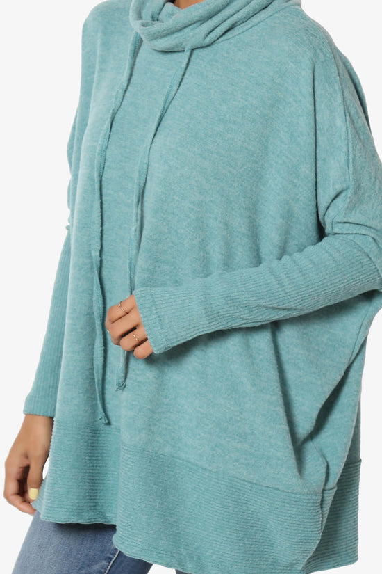 Load image into Gallery viewer, Barclay Cowl Neck Melange Knit Oversized Sweater DUSTY TEAL_5
