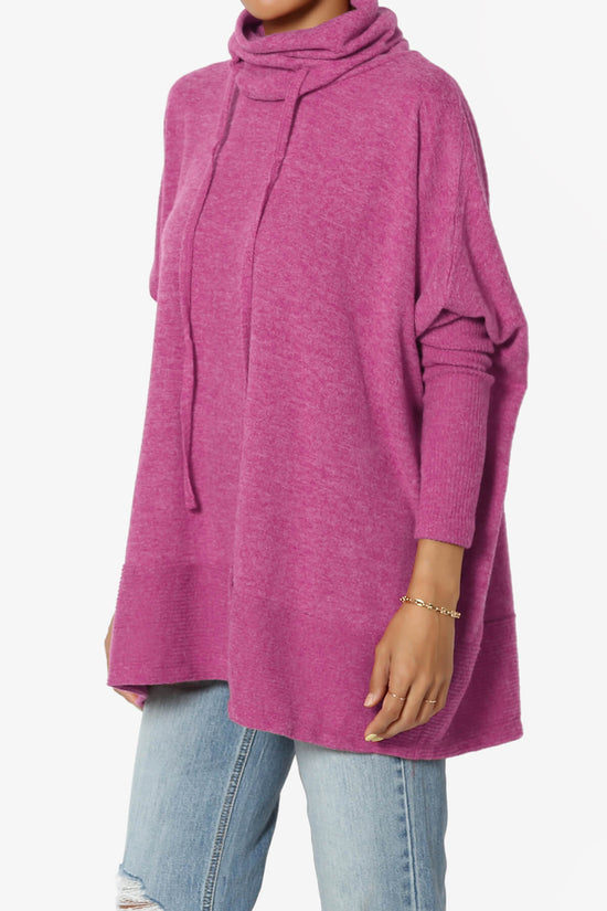 Load image into Gallery viewer, Barclay Cowl Neck Melange Knit Oversized Sweater MAGENTA_3
