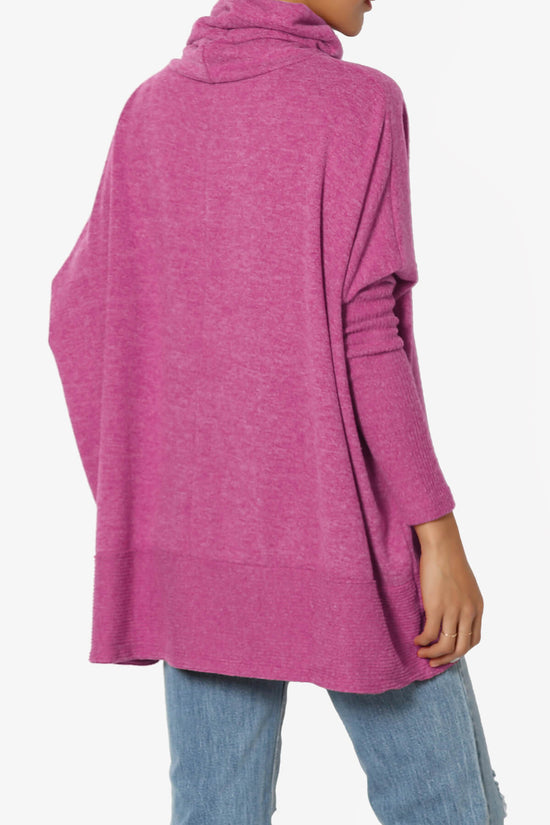 Barclay Cowl Neck Melange Knit Oversized Sweater MAGENTA_4