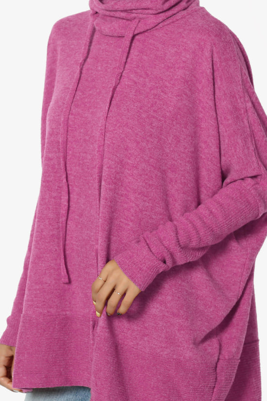 Barclay Cowl Neck Melange Knit Oversized Sweater MAGENTA_5