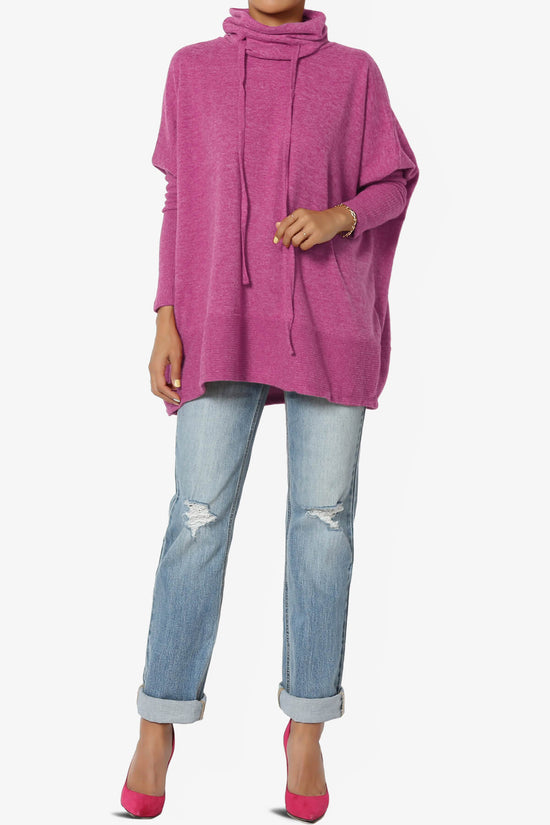 Load image into Gallery viewer, Barclay Cowl Neck Melange Knit Oversized Sweater MAGENTA_6
