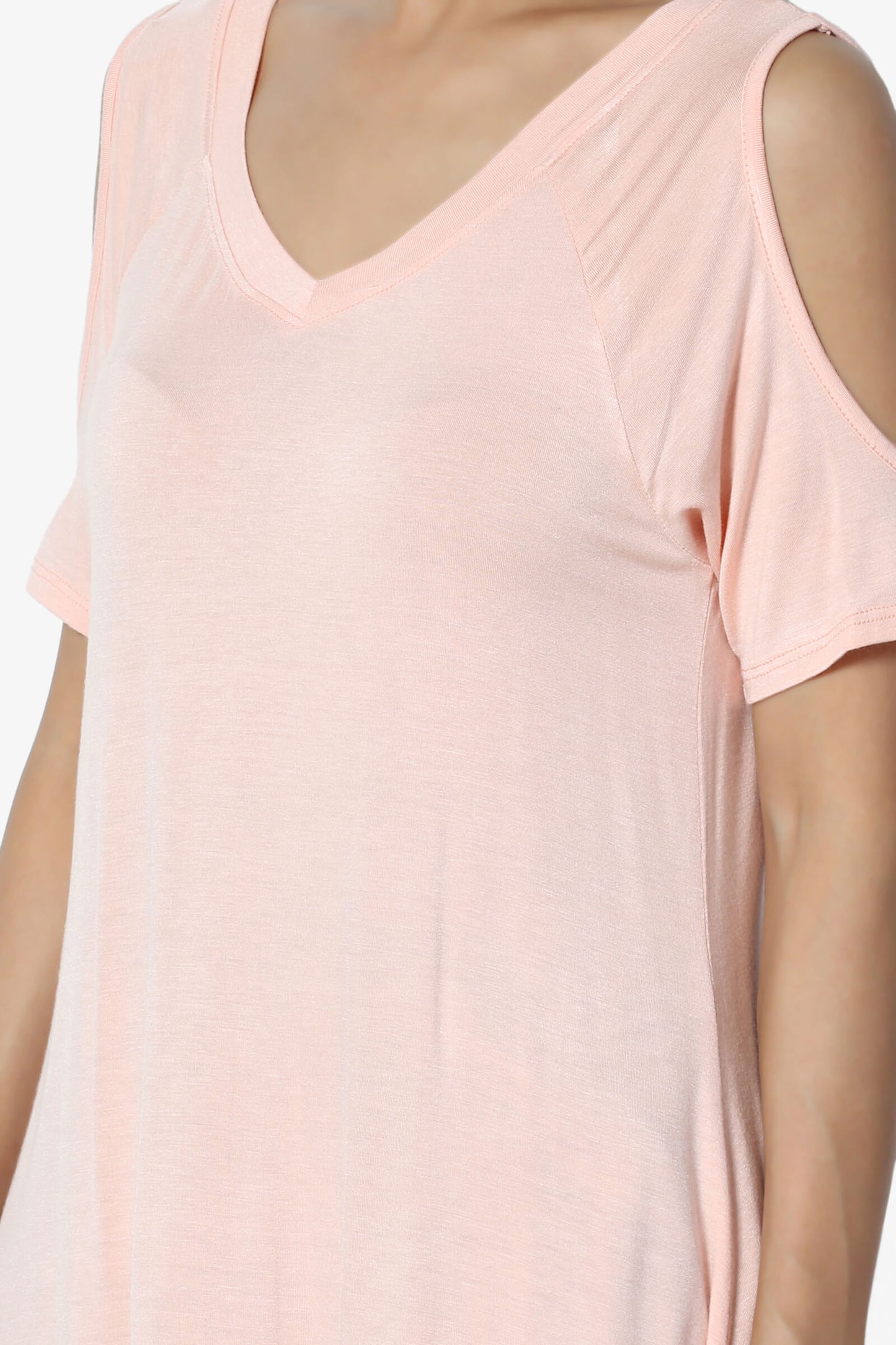 Load image into Gallery viewer, Lani Cold Shoulder V-Neck Jersey Top PEACH_5
