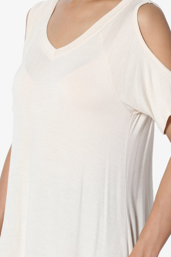 Load image into Gallery viewer, Lani Cold Shoulder V-Neck Jersey Top TAUPE_5
