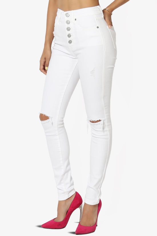 Load image into Gallery viewer, Bella Super High Rise Skinny Jeans in Phantom White WHITE_3

