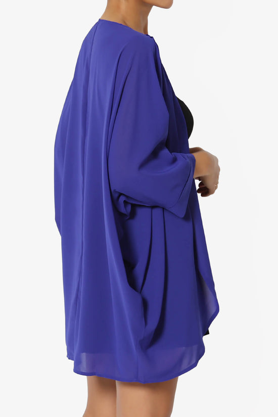 Blivia Pleated Kimono Chiffon Cardigan BRIGHT BLUE_4