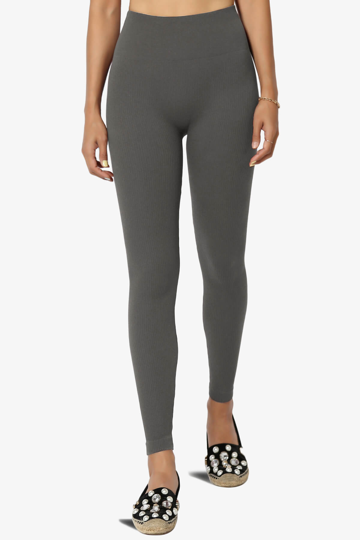 Load image into Gallery viewer, Blossoms Thermal Ribbed Seamless Leggings ASH GREY_3
