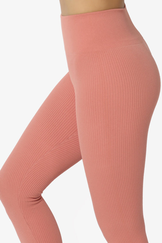 Load image into Gallery viewer, Blossoms Thermal Ribbed Seamless Leggings ASH ROSE_5
