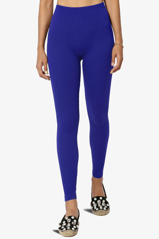 Blossoms Thermal Ribbed Seamless Leggings BRIGHT BLUE_3