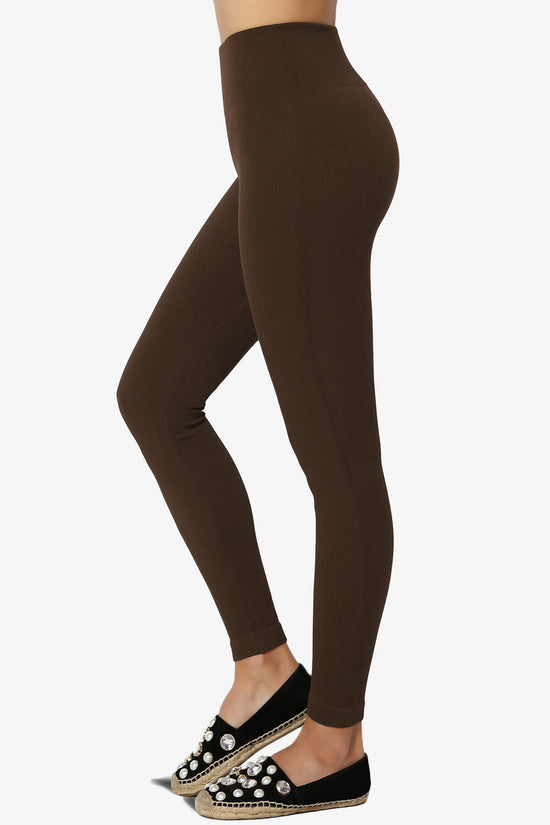 Load image into Gallery viewer, Blossoms Thermal Ribbed Seamless Leggings BROWN_1
