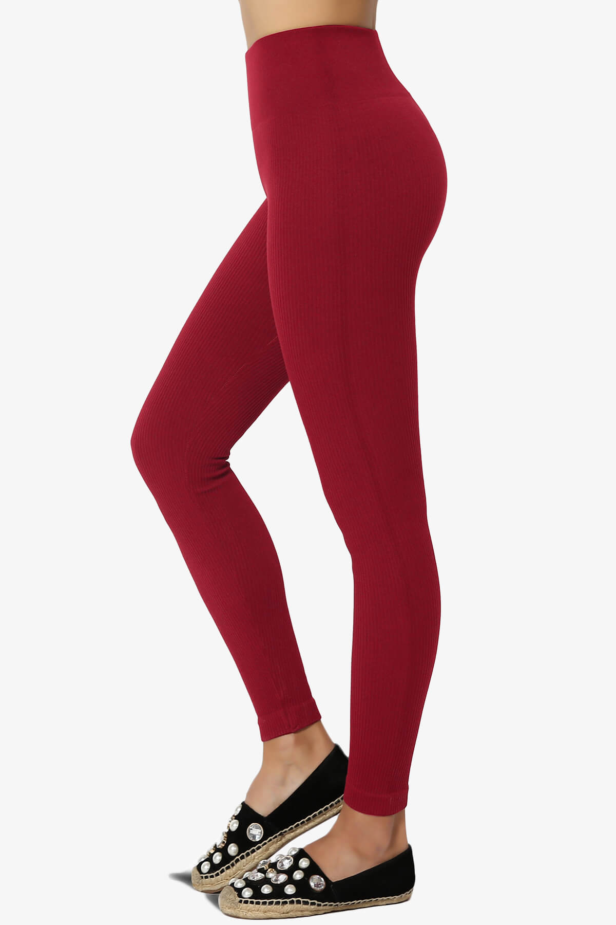 Load image into Gallery viewer, Blossoms Thermal Ribbed Seamless Leggings BURGUNDY_1
