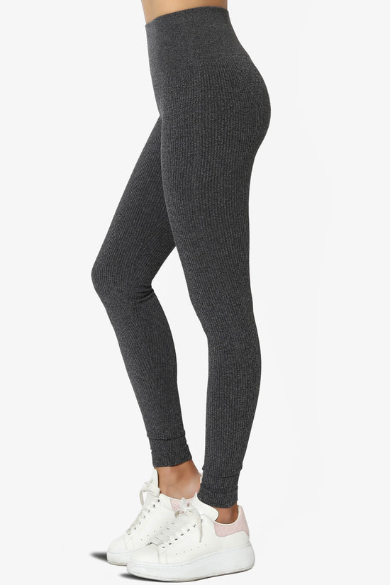 Load image into Gallery viewer, Blossoms Thermal Ribbed Seamless Leggings CHARCOAL_1
