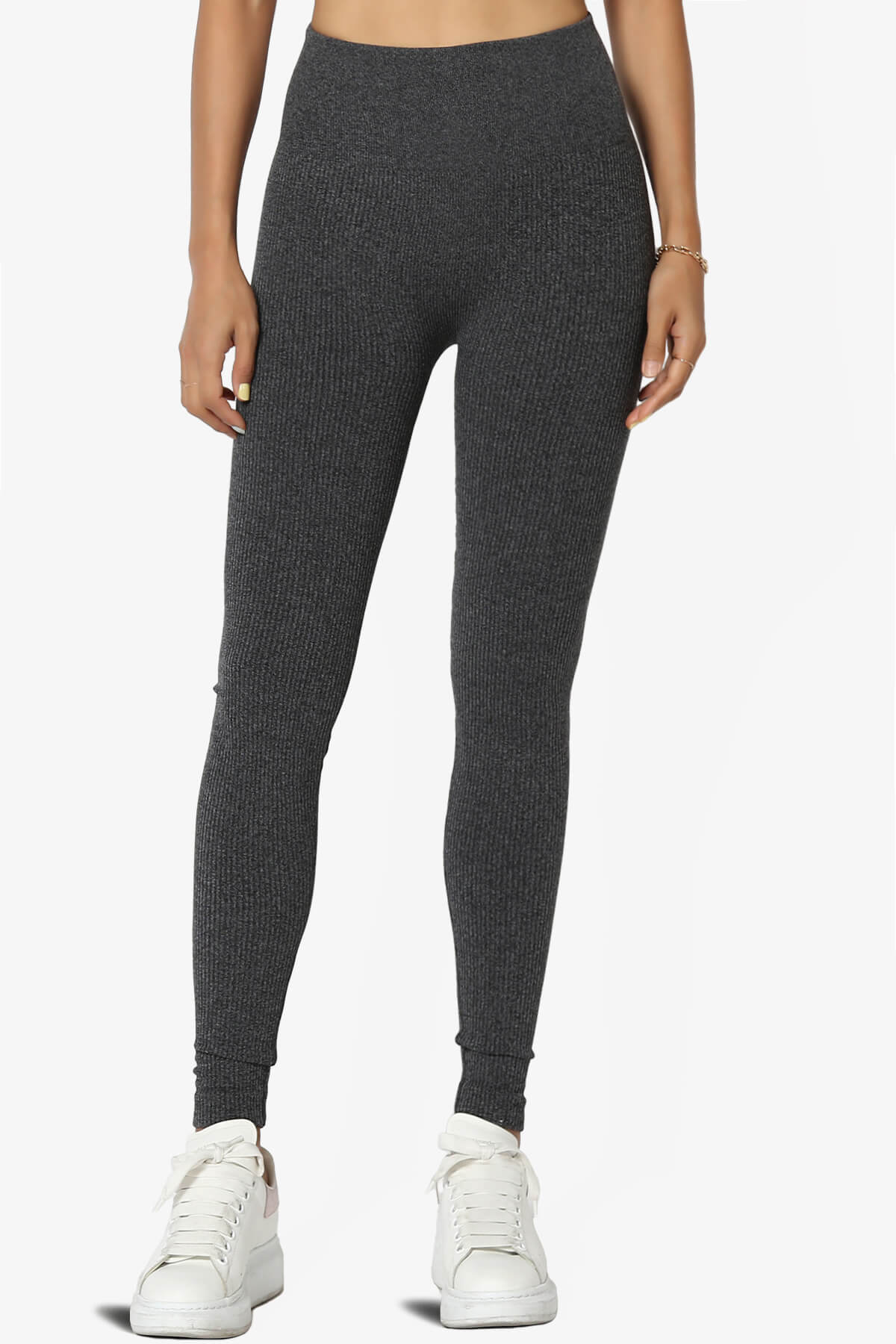 Load image into Gallery viewer, Blossoms Thermal Ribbed Seamless Leggings CHARCOAL_3

