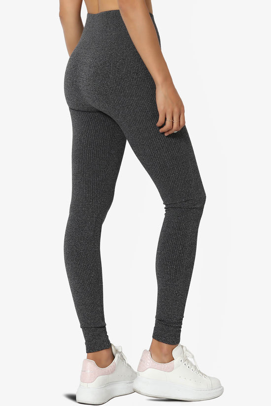 Blossoms Thermal Ribbed Seamless Leggings CHARCOAL_4