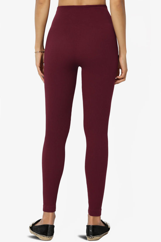 Load image into Gallery viewer, Blossoms Thermal Ribbed Seamless Leggings DARK BURGUNDY_2
