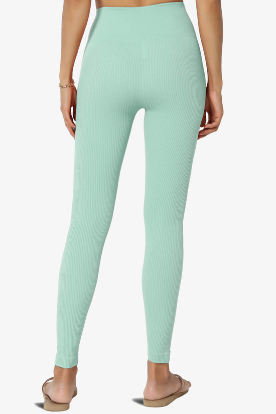 Blossoms Thermal Ribbed Seamless Leggings DUSTY GREEN_2