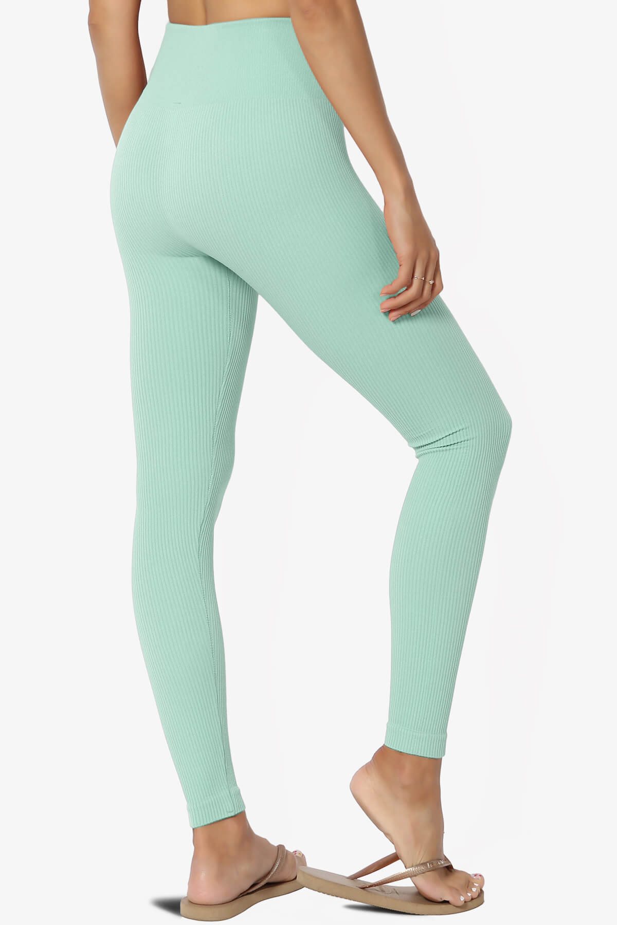 Blossoms Thermal Ribbed Seamless Leggings DUSTY GREEN_4