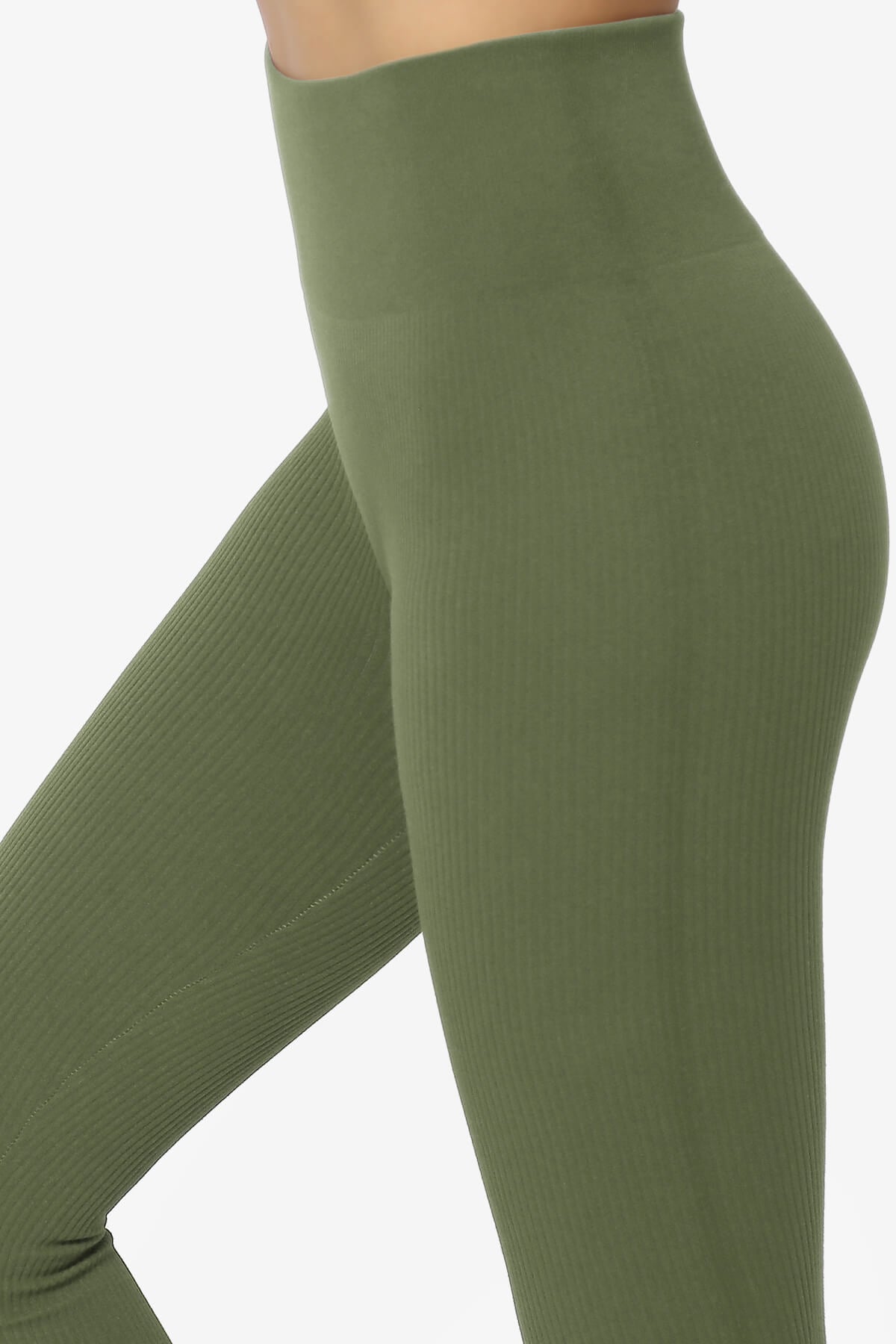 Blossoms Thermal Ribbed Seamless Leggings DUSTY OLIVE_5