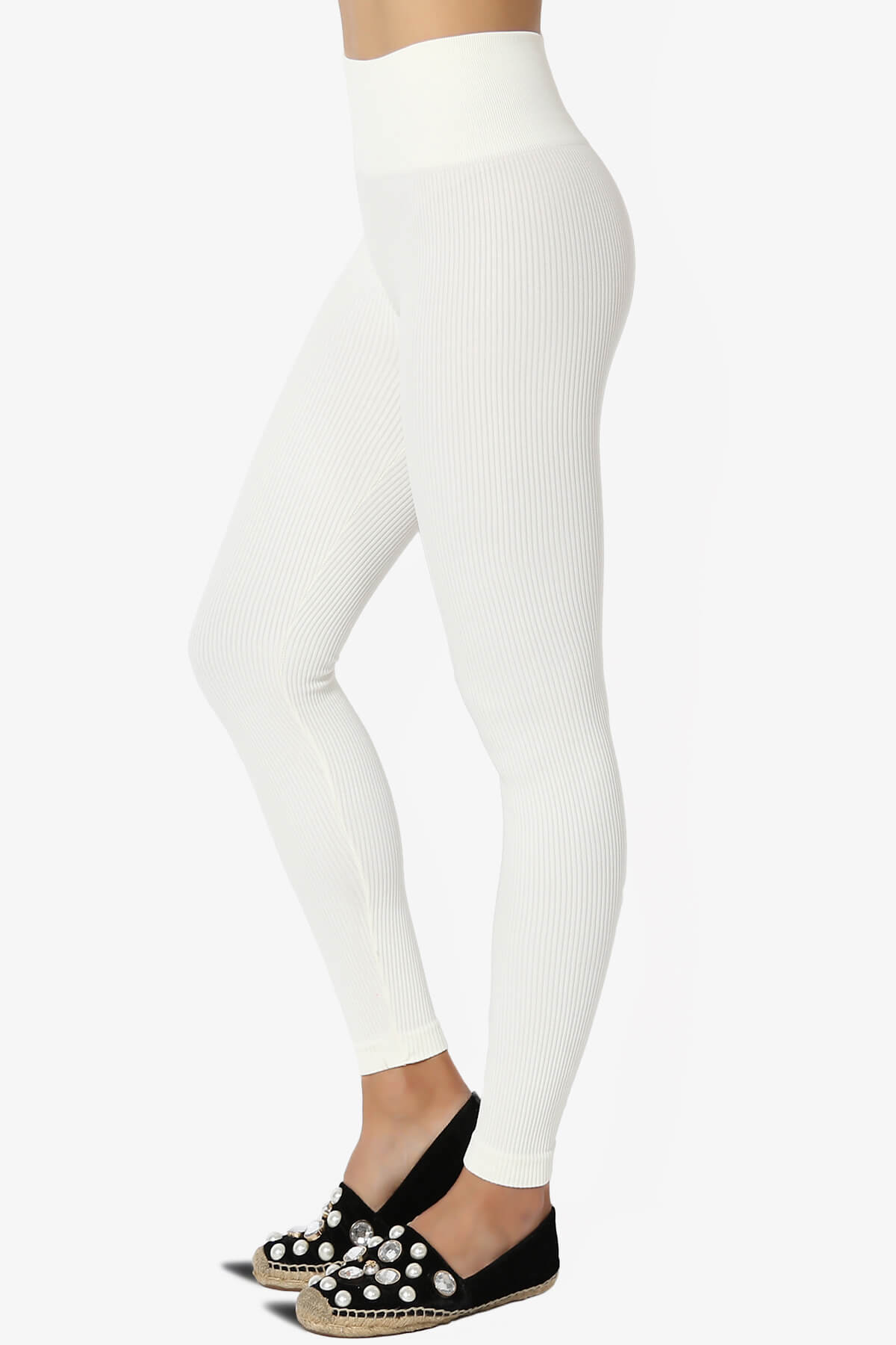 Load image into Gallery viewer, Blossoms Thermal Ribbed Seamless Leggings IVORY_1
