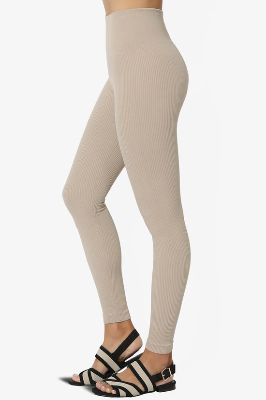 Load image into Gallery viewer, Blossoms Thermal Ribbed Seamless Leggings LIGHT MOCHA_1
