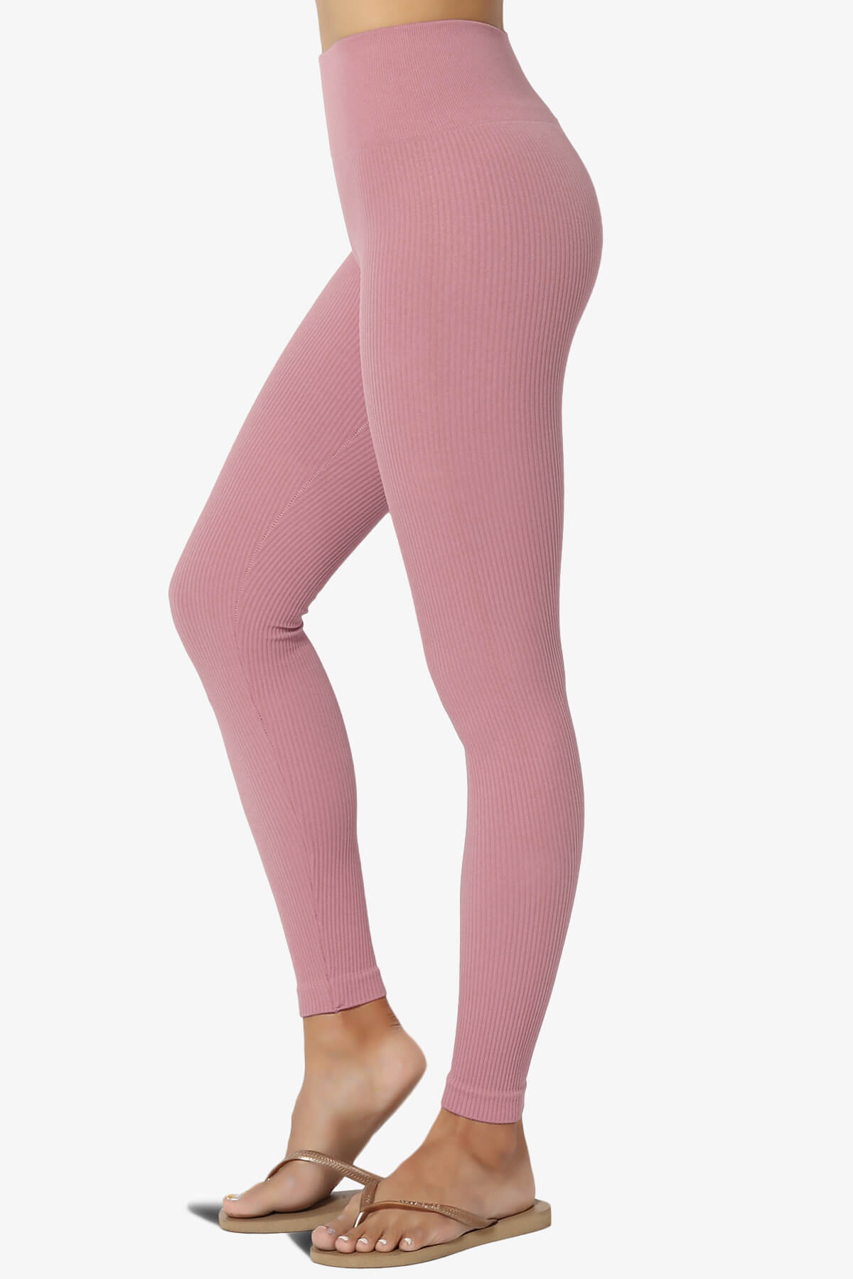 Load image into Gallery viewer, Blossoms Thermal Ribbed Seamless Leggings LIGHT ROSE_1
