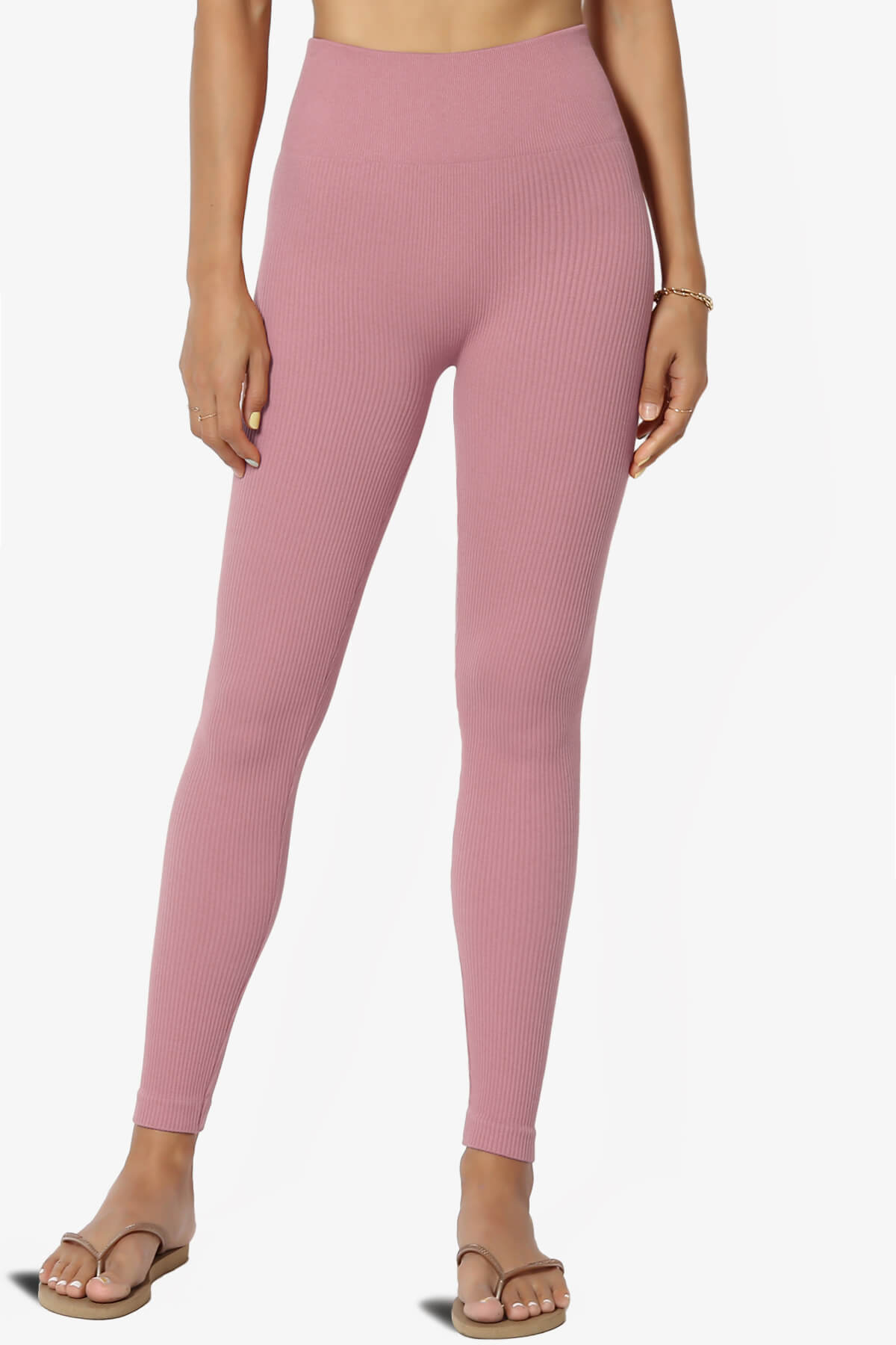 Load image into Gallery viewer, Blossoms Thermal Ribbed Seamless Leggings LIGHT ROSE_3
