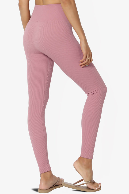 Load image into Gallery viewer, Blossoms Thermal Ribbed Seamless Leggings LIGHT ROSE_4
