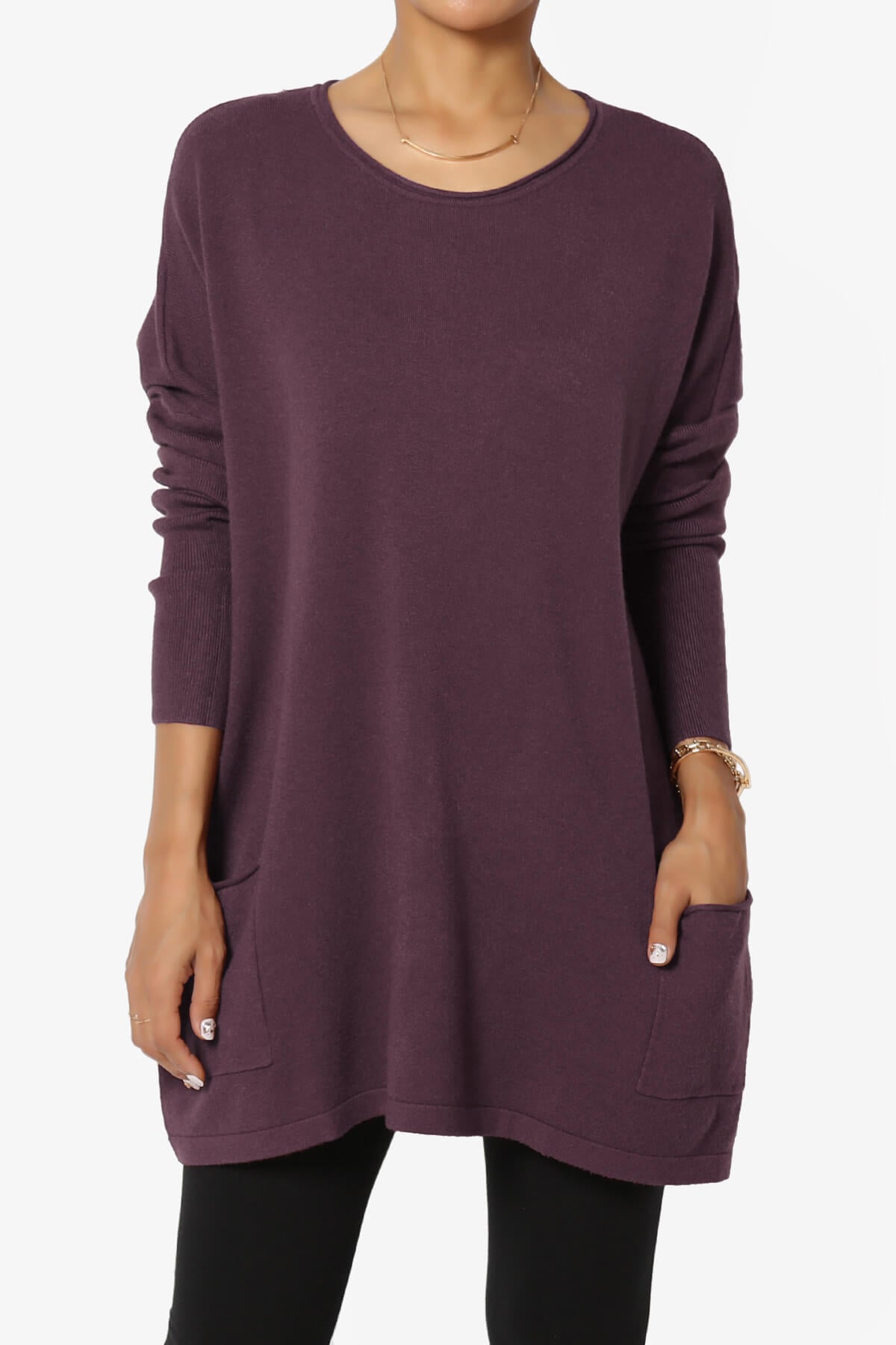 Load image into Gallery viewer, Brendi Super Soft Pocket Oversized Sweater DUSTY PLUM_1
