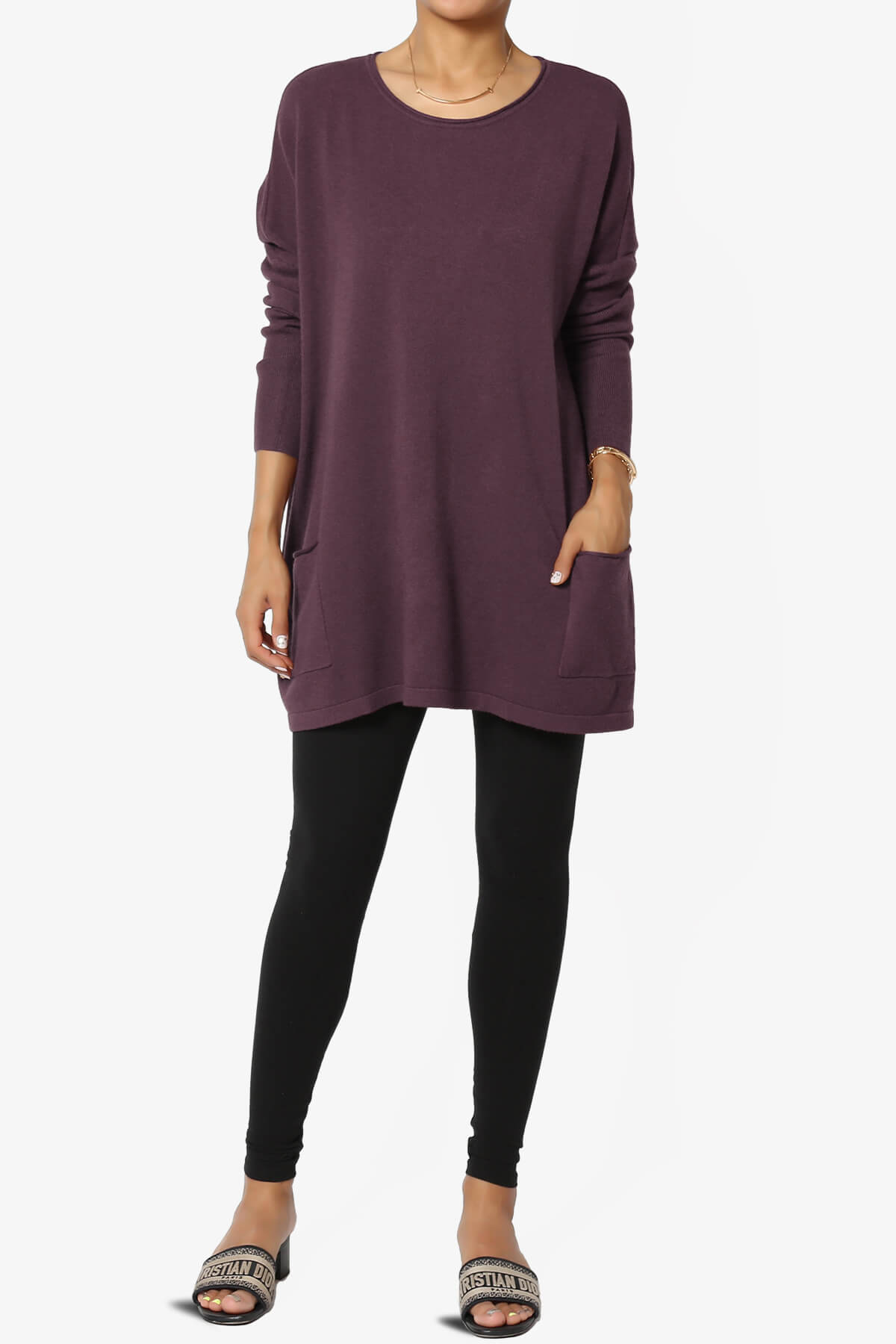 Load image into Gallery viewer, Brendi Super Soft Pocket Oversized Sweater DUSTY PLUM_6
