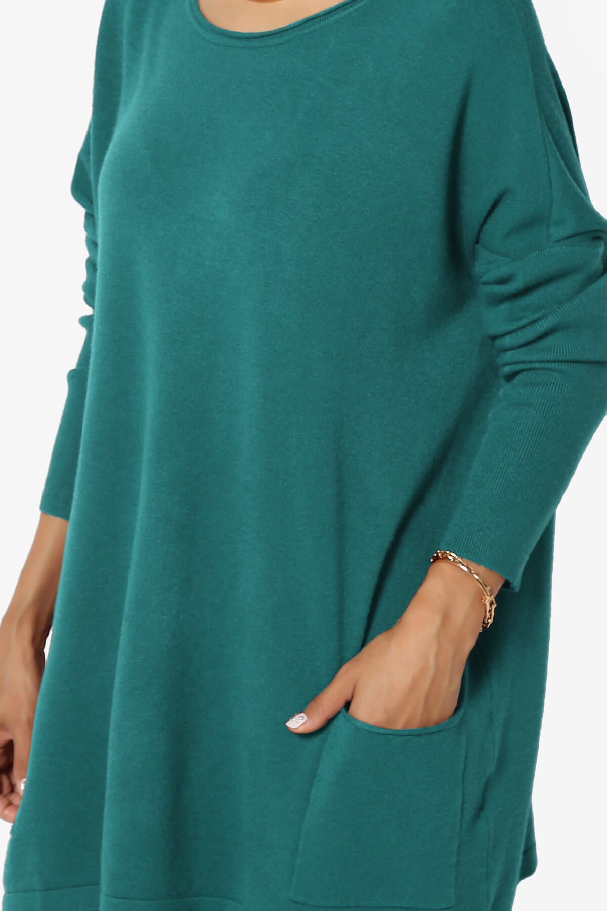 Load image into Gallery viewer, Brendi Super Soft Pocket Oversized Sweater TEAL_5
