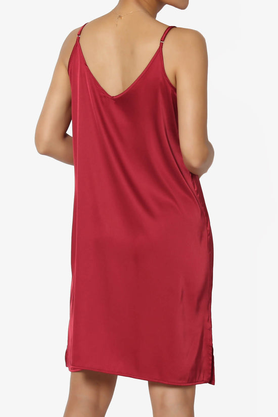 Load image into Gallery viewer, Brodiee Stretch Satin Charmeuse Slip Dress BURGUNDY_2
