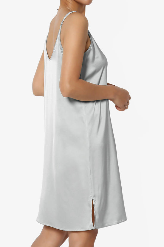 Load image into Gallery viewer, Brodiee Stretch Satin Charmeuse Slip Dress SILVER_4
