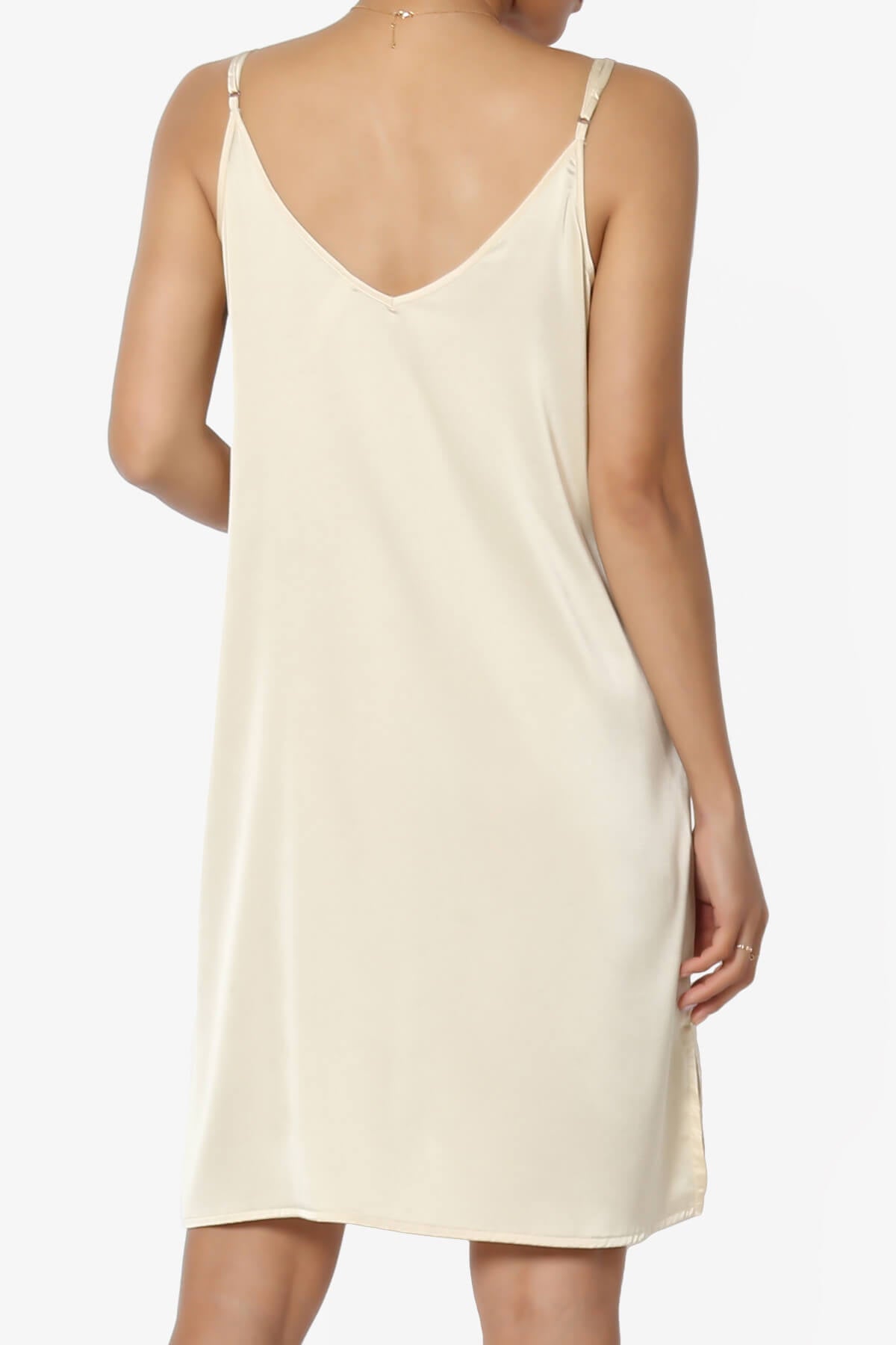 Load image into Gallery viewer, Brodiee Stretch Satin Charmeuse Slip Dress TAUPE_2
