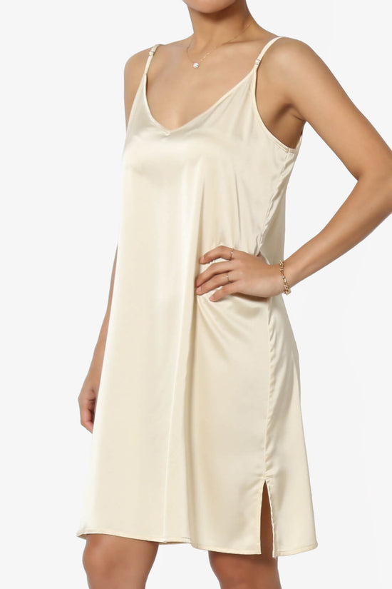 Load image into Gallery viewer, Brodiee Stretch Satin Charmeuse Slip Dress TAUPE_3

