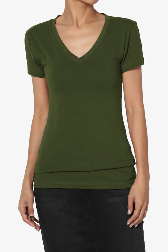 Load image into Gallery viewer, Candela V-Neck Short Sleeve T-Shirts ARMY GREEN_1
