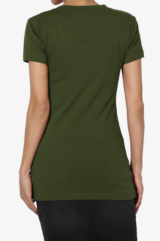 Candela V-Neck Short Sleeve T-Shirts ARMY GREEN_2