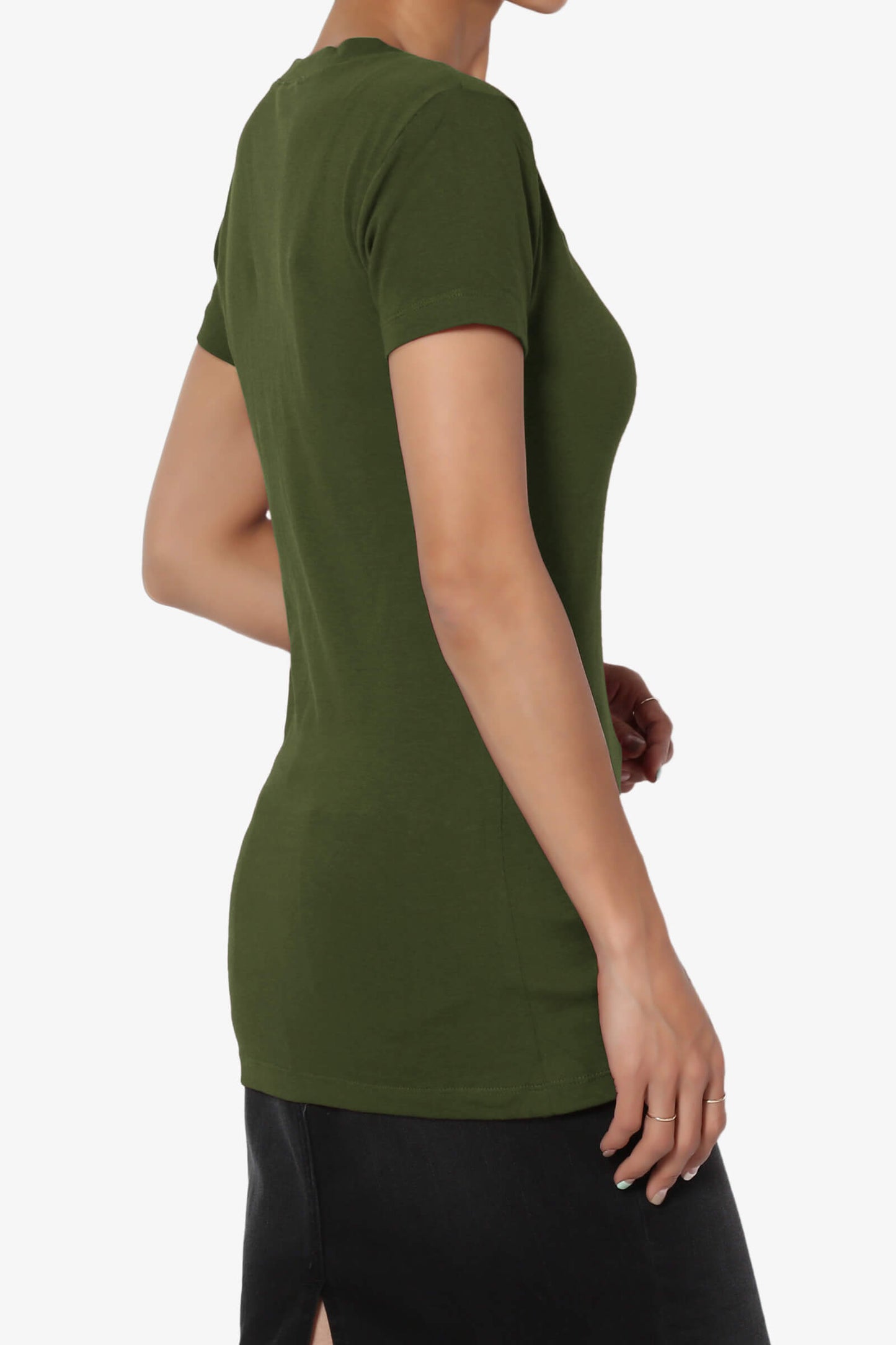 Candela V-Neck Short Sleeve T-Shirts ARMY GREEN_4