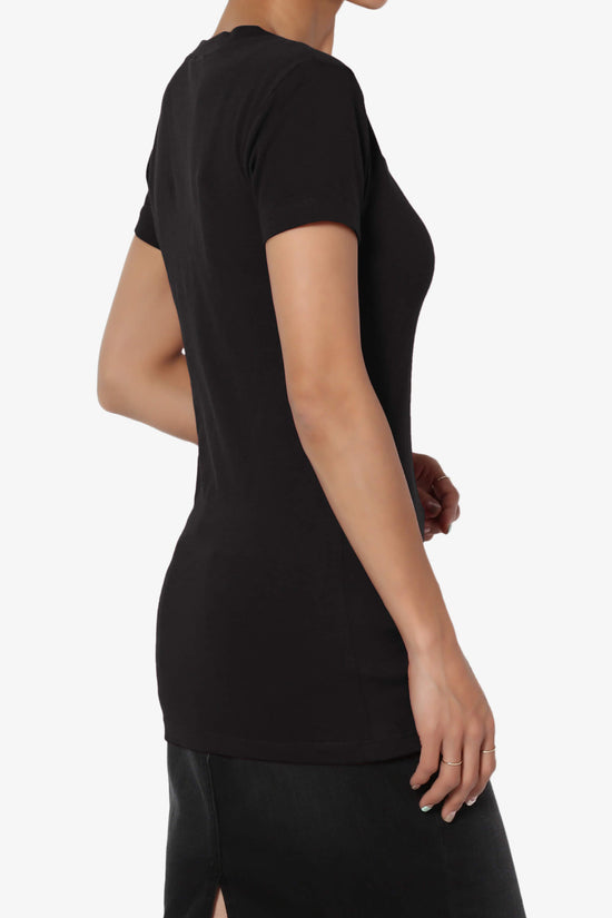 Candela V-Neck Short Sleeve T-Shirts BLACK_4