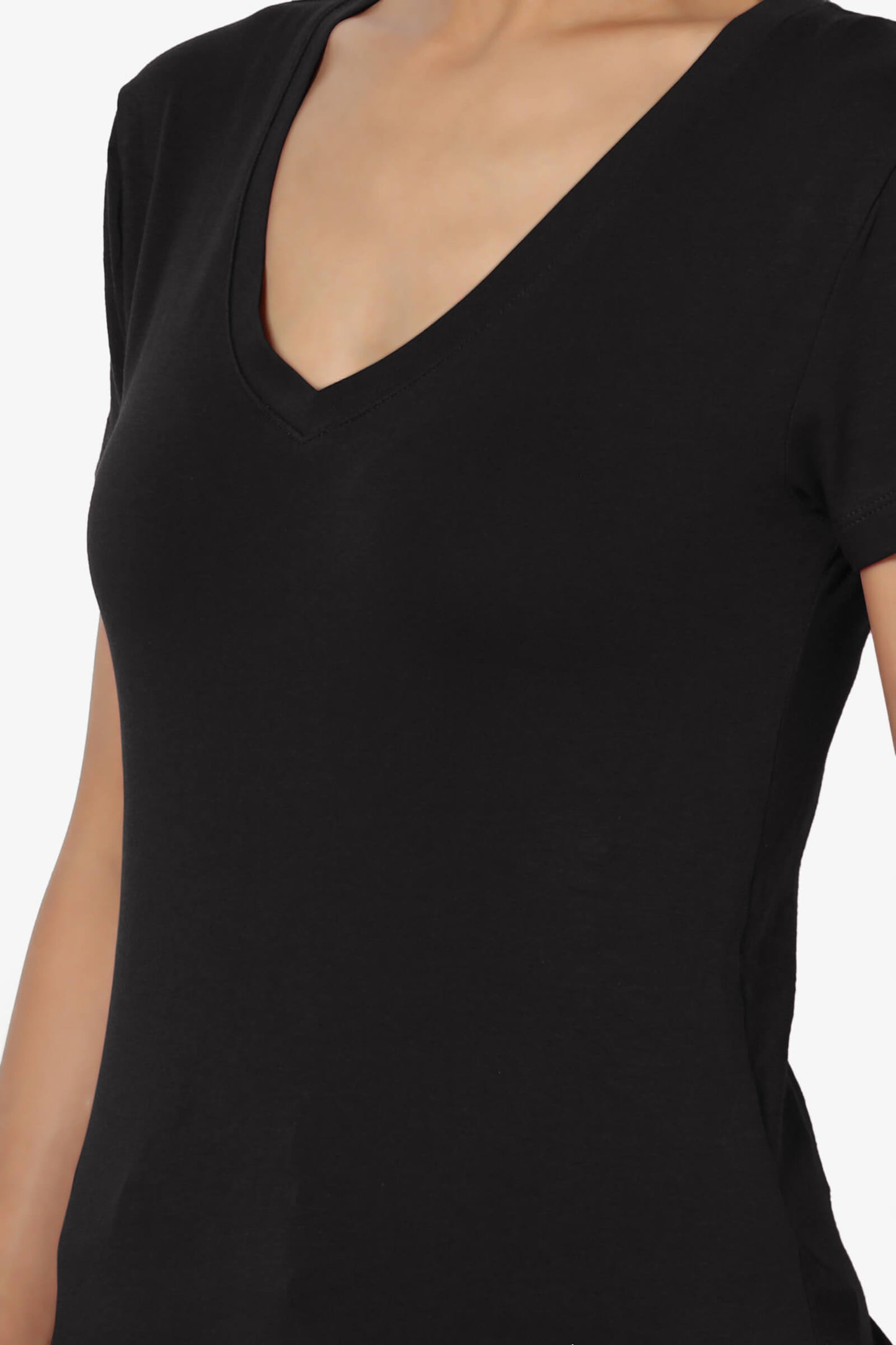 Candela V-Neck Short Sleeve T-Shirts BLACK_5