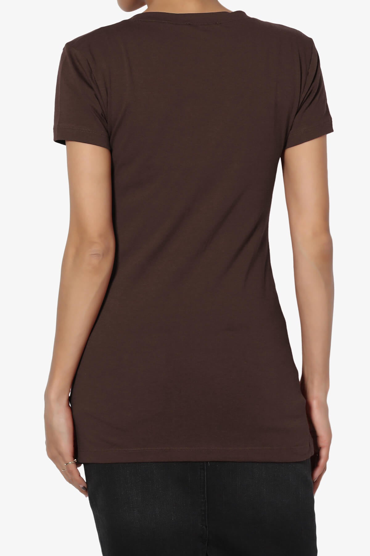 Candela V-Neck Short Sleeve T-Shirts BROWN_2
