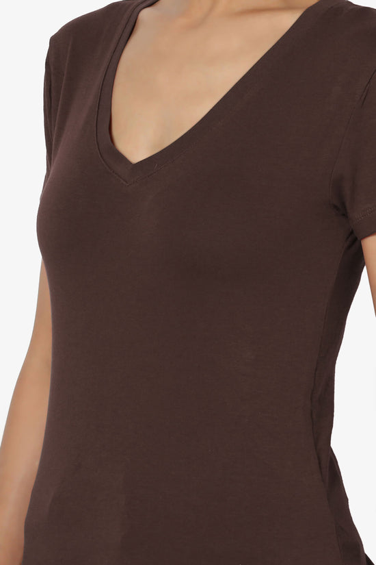 Load image into Gallery viewer, Candela V-Neck Short Sleeve T-Shirts BROWN_5
