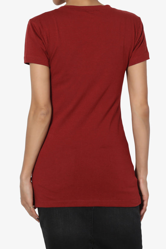 Load image into Gallery viewer, Candela V-Neck Short Sleeve T-Shirts COPPER RED_2

