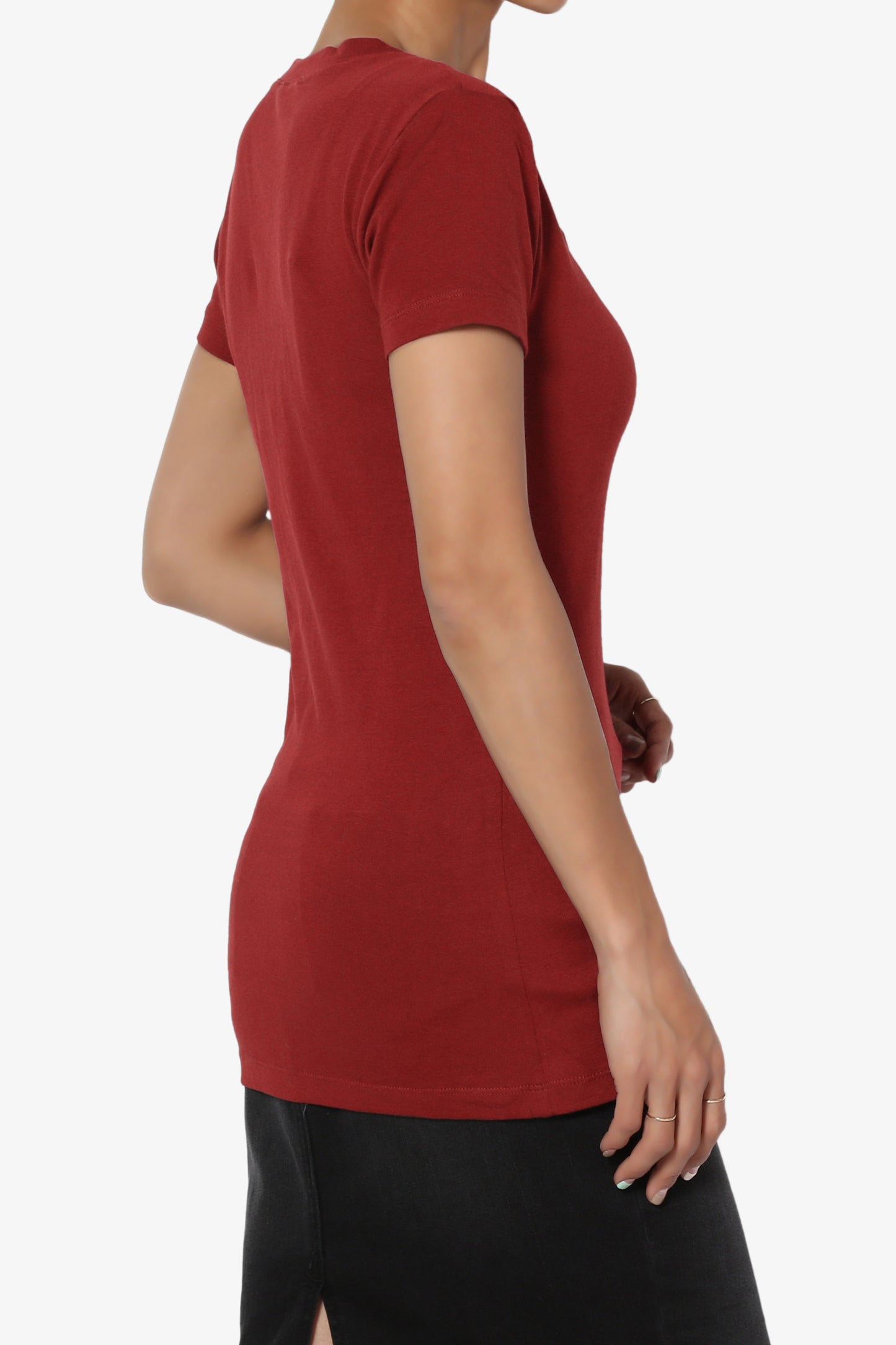 Candela V-Neck Short Sleeve T-Shirts COPPER RED_4