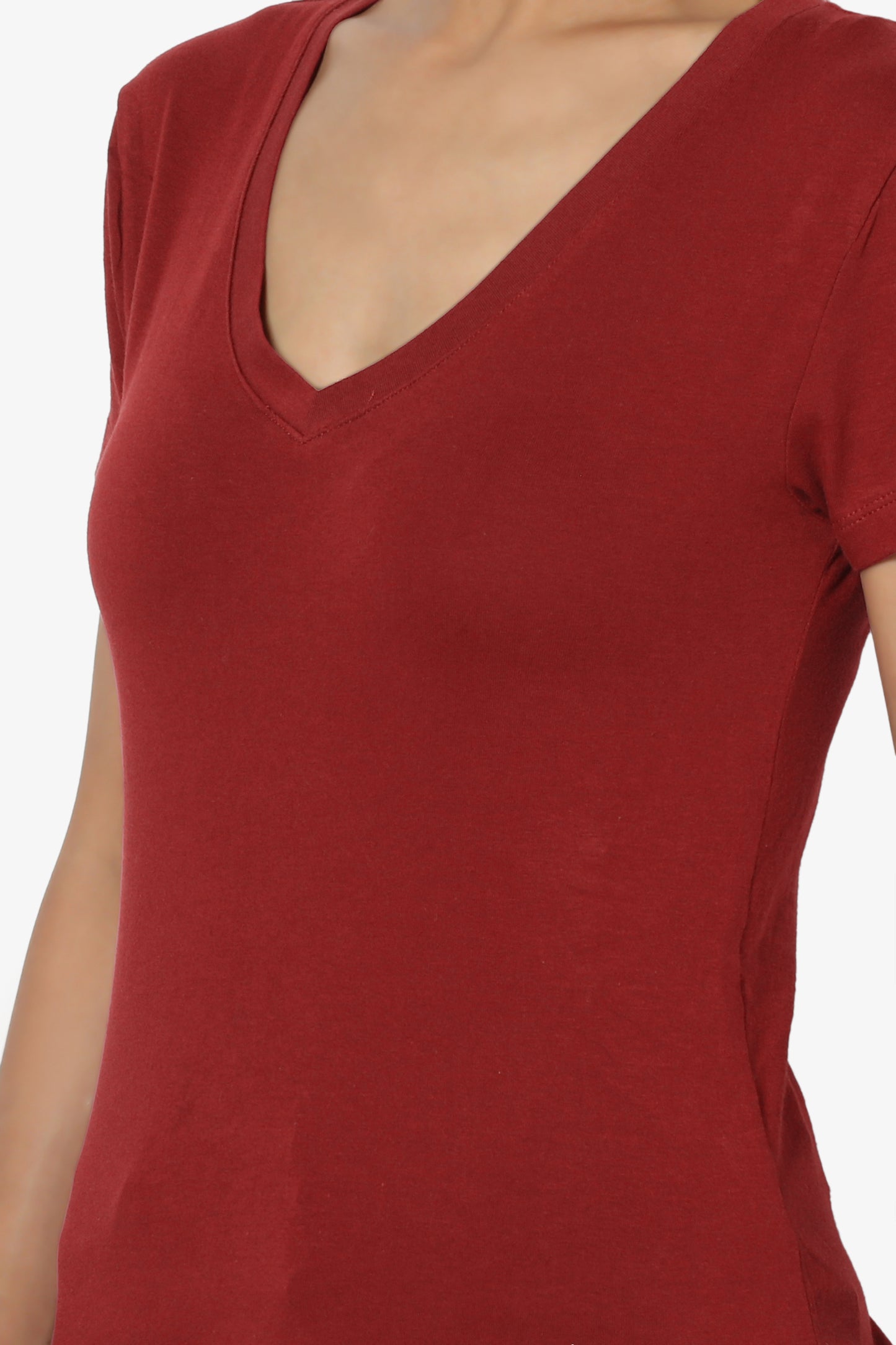 Load image into Gallery viewer, Candela V-Neck Short Sleeve T-Shirts COPPER RED_5
