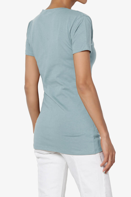 Load image into Gallery viewer, Candela V-Neck Short Sleeve T-Shirts DUSTY BLUE_4
